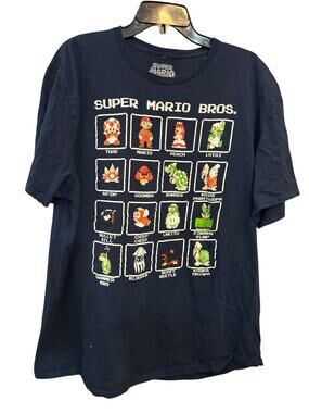 Super Mario Bros. Men's 16 Character Pixel Grid Boxes Graphic T-Shirt - Size 2XL